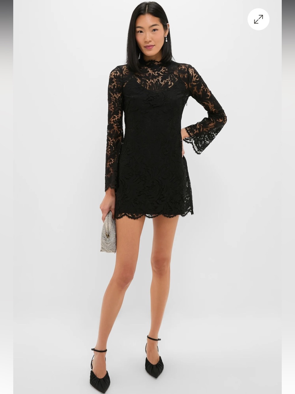 A.L.C. Black Lace Mock-Neck Mini Dress